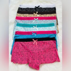 Set of 6 Women's Striped Panties Set with Bow Accents